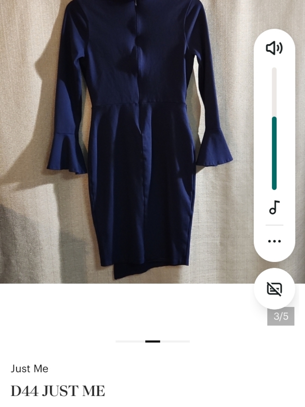 D44 Just Me Navy Long Sleeve Sheath Dress with Flared Cuffs